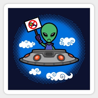 Funny Cute Anti Nuclear War Cute Alien Protest Meme Cartoon Sticker